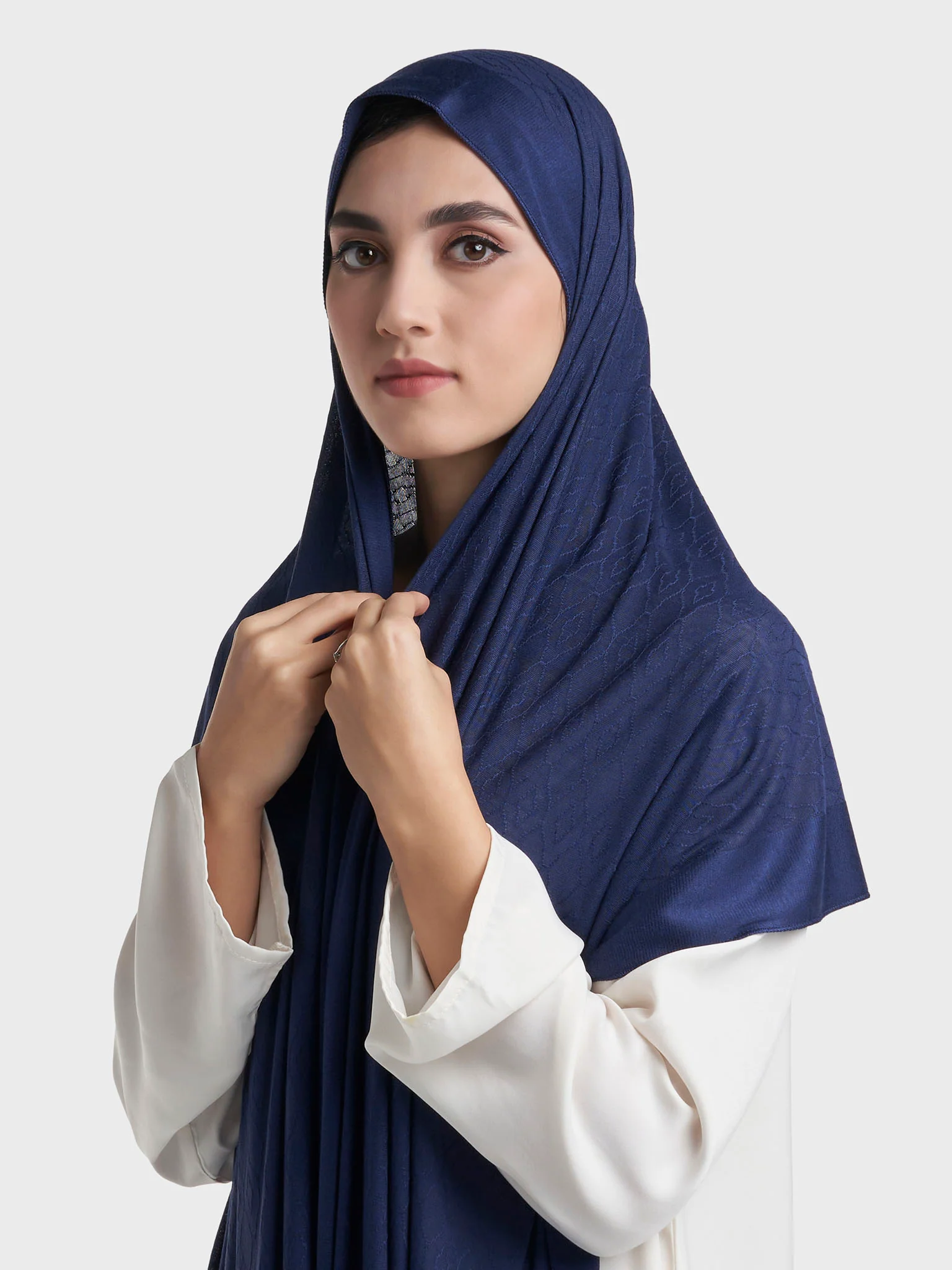 Floral Jacquard Self Print Jersey Hijab (SRKP22127L) - Image 4