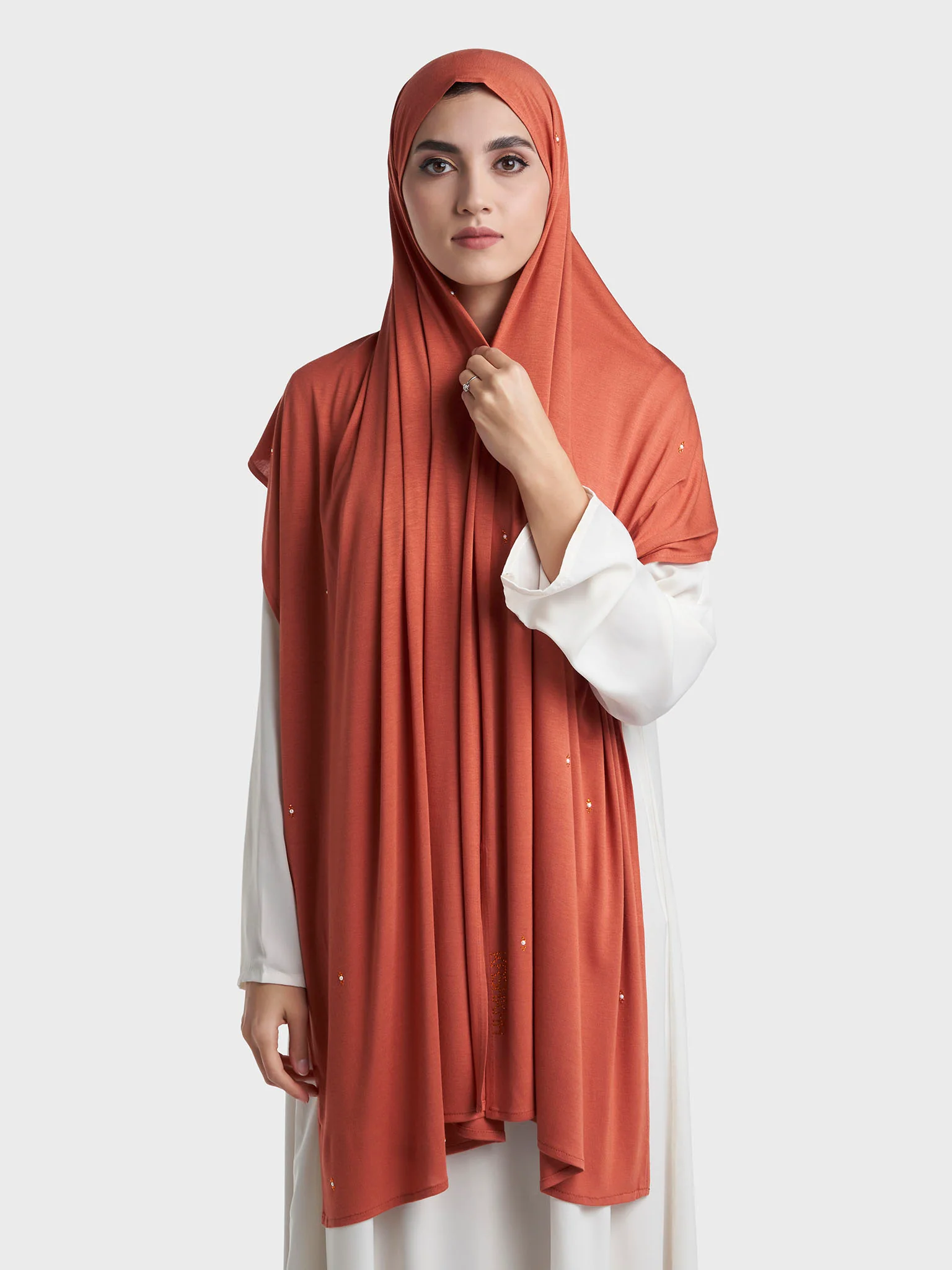 Rayon Jersey Hijab with Stone and Pearl Motif (KP18193L) - Image 104